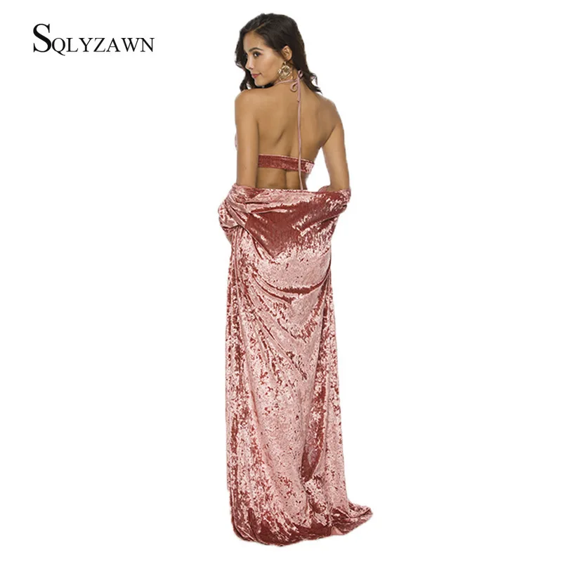 Сексуальный Бархатный комплект из 3 предметов винтажный велюровый длинный