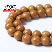 natural yellow wood stripes stone beads round loose spacer beads 4mm 12mm 15strand diy bracelet for jewelry making wholesale