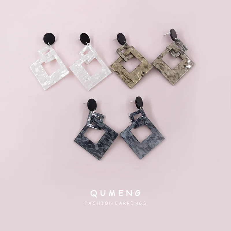 

Женские серьги-подвески, акриловые, квадратные, ацетатные, длинные, вечерние шие, 2020