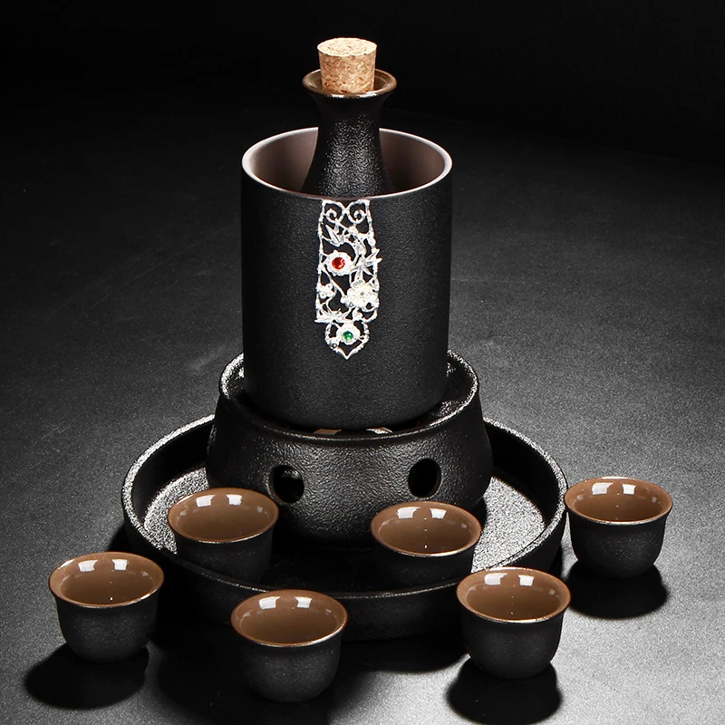 

Ceramics Sake Cup Japanese Eco Friendly Bottle Classic Sake Set Flask Creative Round Dispensador De Cerveza Wine Box BD50BS