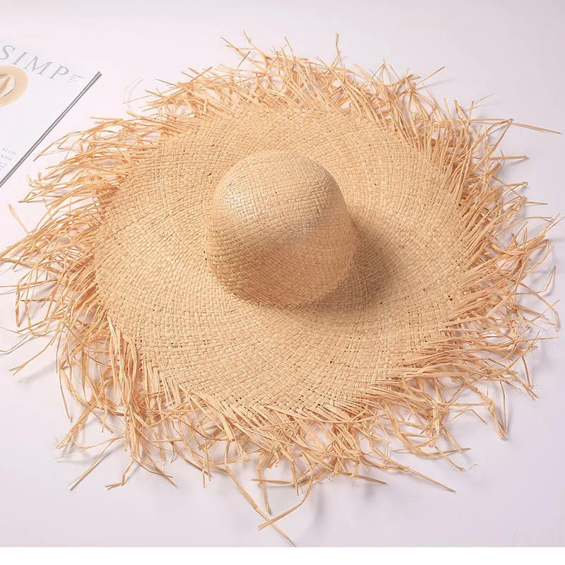 

Summer Women Large Wide Brim Sun Hat for Women Natural Raffia Soft Straw Hat Outdoor Sun Protection Hats Gilrs Holiday Beach Hat