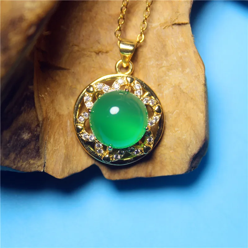 Оптовая продажа модные ювелирные изделия ожерелье из зеленого халцедона с
