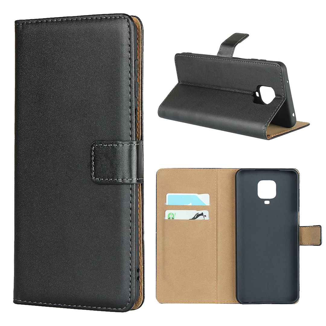 

Magnetic Genuine Leather Wallet Case Book Case With Card Holder Stand For Xiaomi Redmi Note 9 Pro,Redmi Note 9s Flip Soft Cover