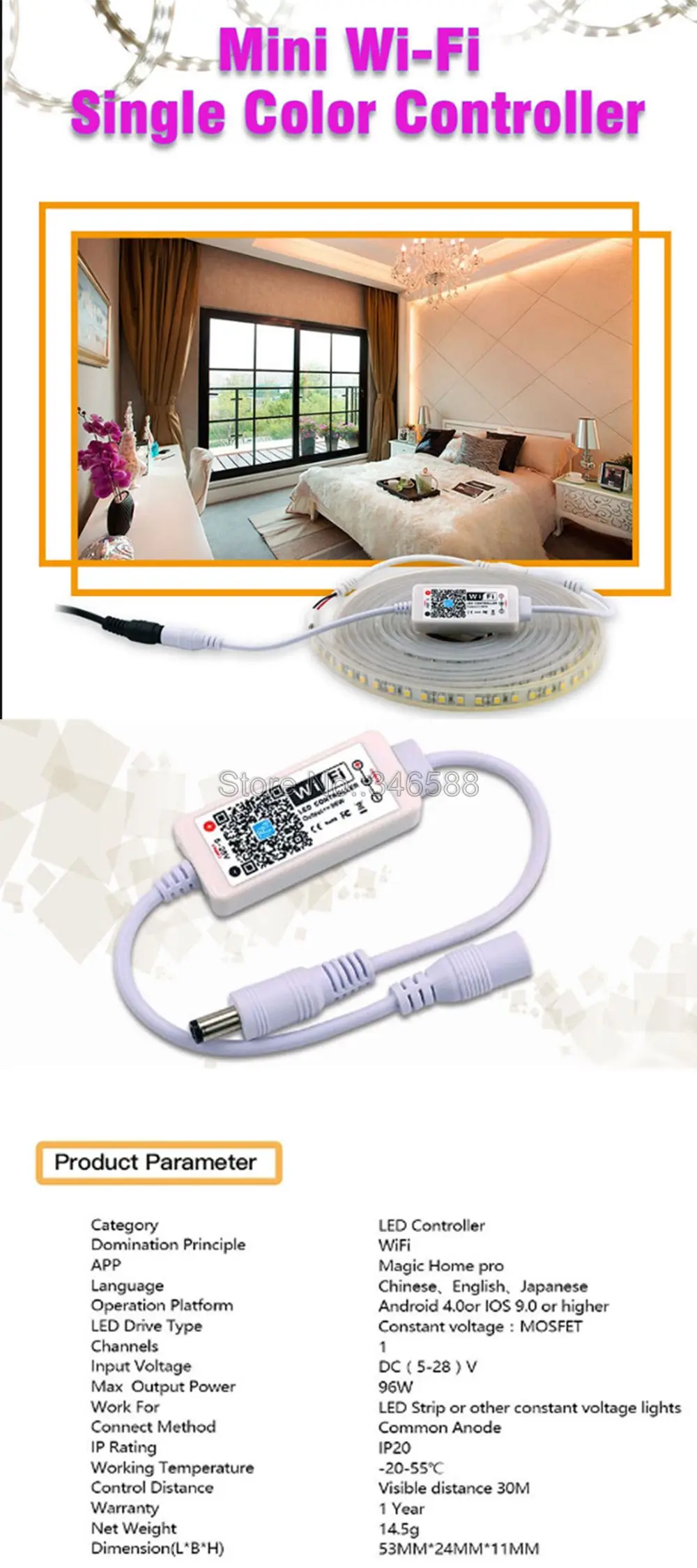 Magic Home Мини WiFi светодиодный диммер Управление Лер 5-28 в приложение для телефона Amazone Alexa Google Home Голосовое управление для одноцветной светодиодной ленты