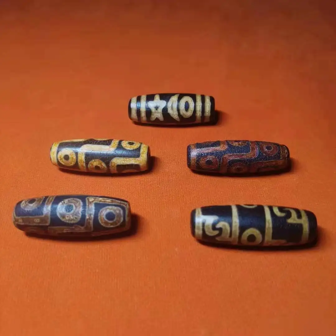 1pcs/lot Three Eyes Magic Apparatus Nine Orange Red Teeth Yellow God of Wealth Sun Moon Star Energy Dragon Agate Dzi Beads - купить по