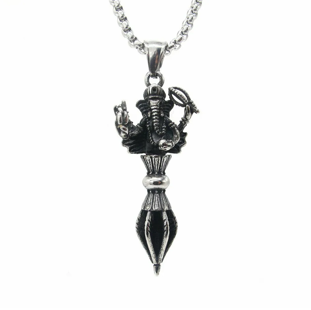 

Mens Thai Protection Amulet Elephant Pendant Necklace Stainless Steel