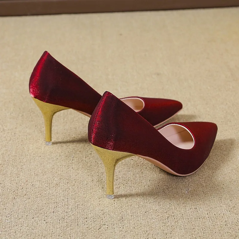 Осенняя женская обувь на высоком каблуке модные крутые туфли шпильке для банкета