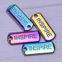 10pcs inspire word plate charms pendant alloy accessory rainbow color for jewelry making necklace earring metal bulk wholesale
