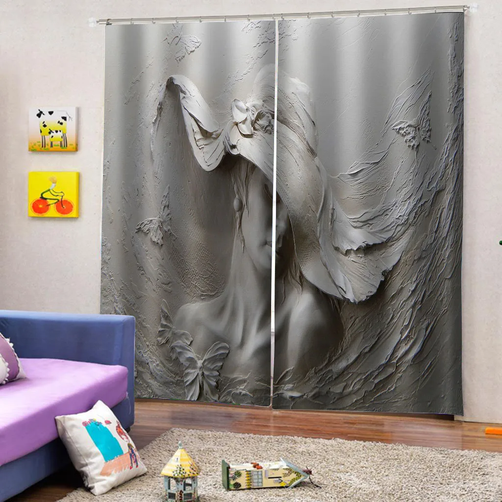 Рельефная 3D занавеска с трехмерной рельефной головкой для душа в ванной