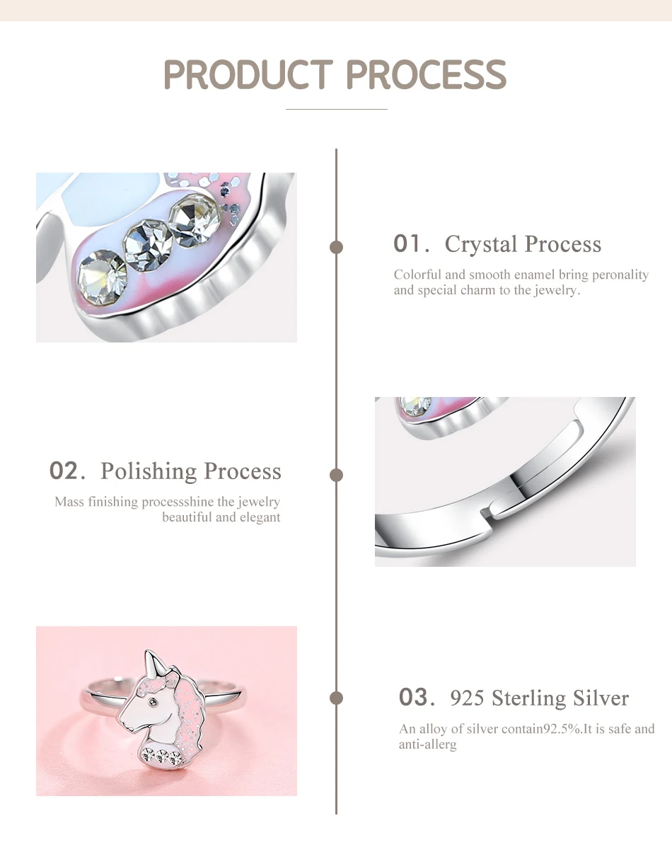 Кольцо детское из серебра 925 пробы с эмалью единорогом | Украшения и аксессуары