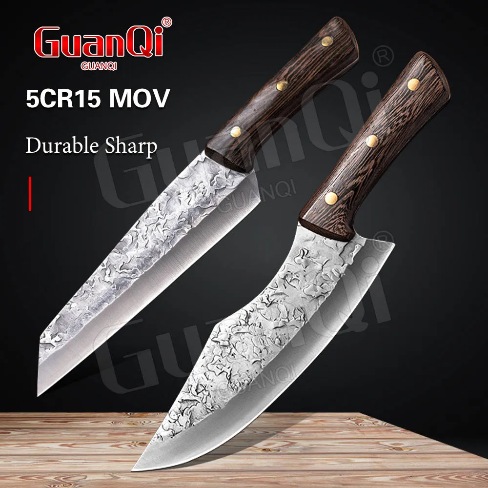 

2PCS Handmade Forged Kitchen Cleaver Slicing Knife Kitchen Knives Chef Knife Stainless Steel Butcher Meat Chopping Knife Cooking