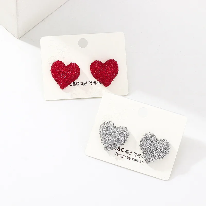 Женские винтажные сережки с красным сердечком трендовые серьги в стиле ретро