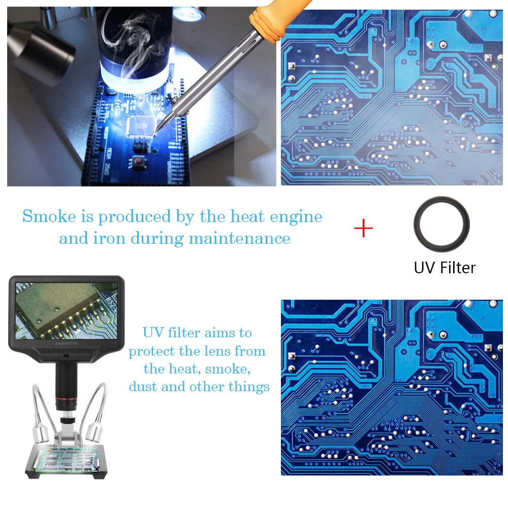 Andonstar AD407 7-дюймовый экран 3D цифровой микроскоп 270X 1080P мультимедийный интерфейс