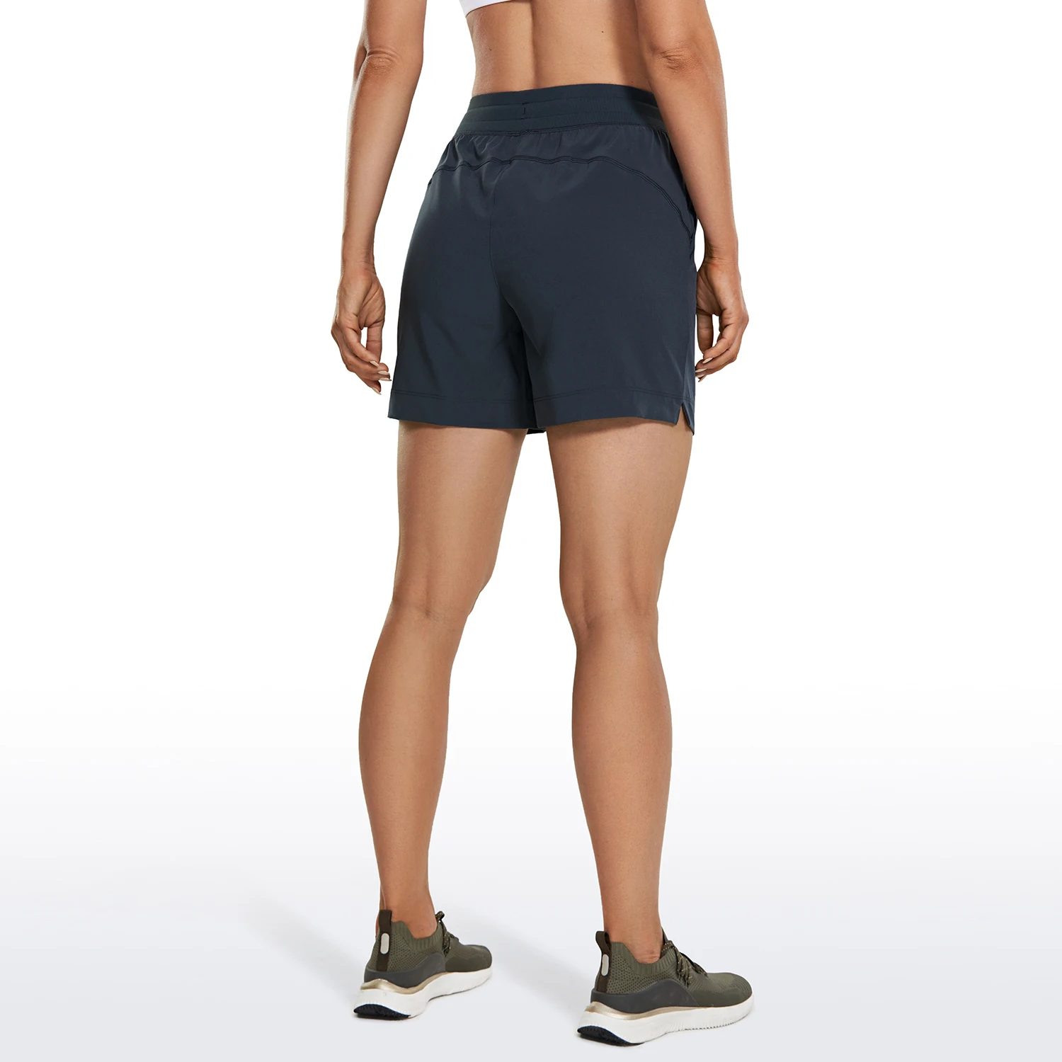 CRZ YOGA Women's 5'' Lightweight Quick Dry Athletic Long Shorts - High Waist Workout Running Summer Gym Shorts Pockets