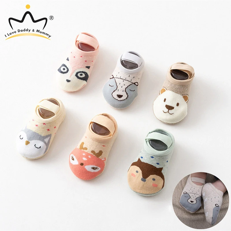 Милые Мультяшные животные резиновая подошва детская обувь мягкие хлопковые