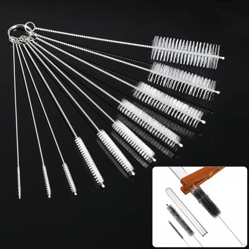 

Kitchen Cleaning Brushes 10pcs Nylon Bottle Straw Household Cleaning Brush Set Bristle Kit Tube Bottle Straw Washing Cleaner