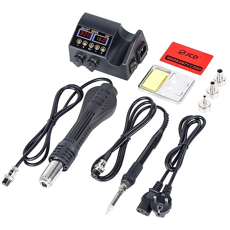 2in1 750w soldering iron tool set hot air heater with lcd display welding rework station for cell phone bga smd pcb ic repair free global shipping