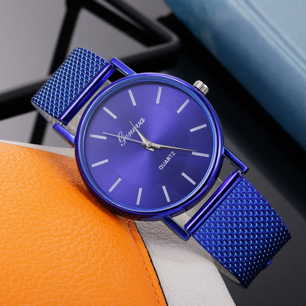 Часы женские кварцевые стильные водонепроницаемые с синим стеклом|Женские