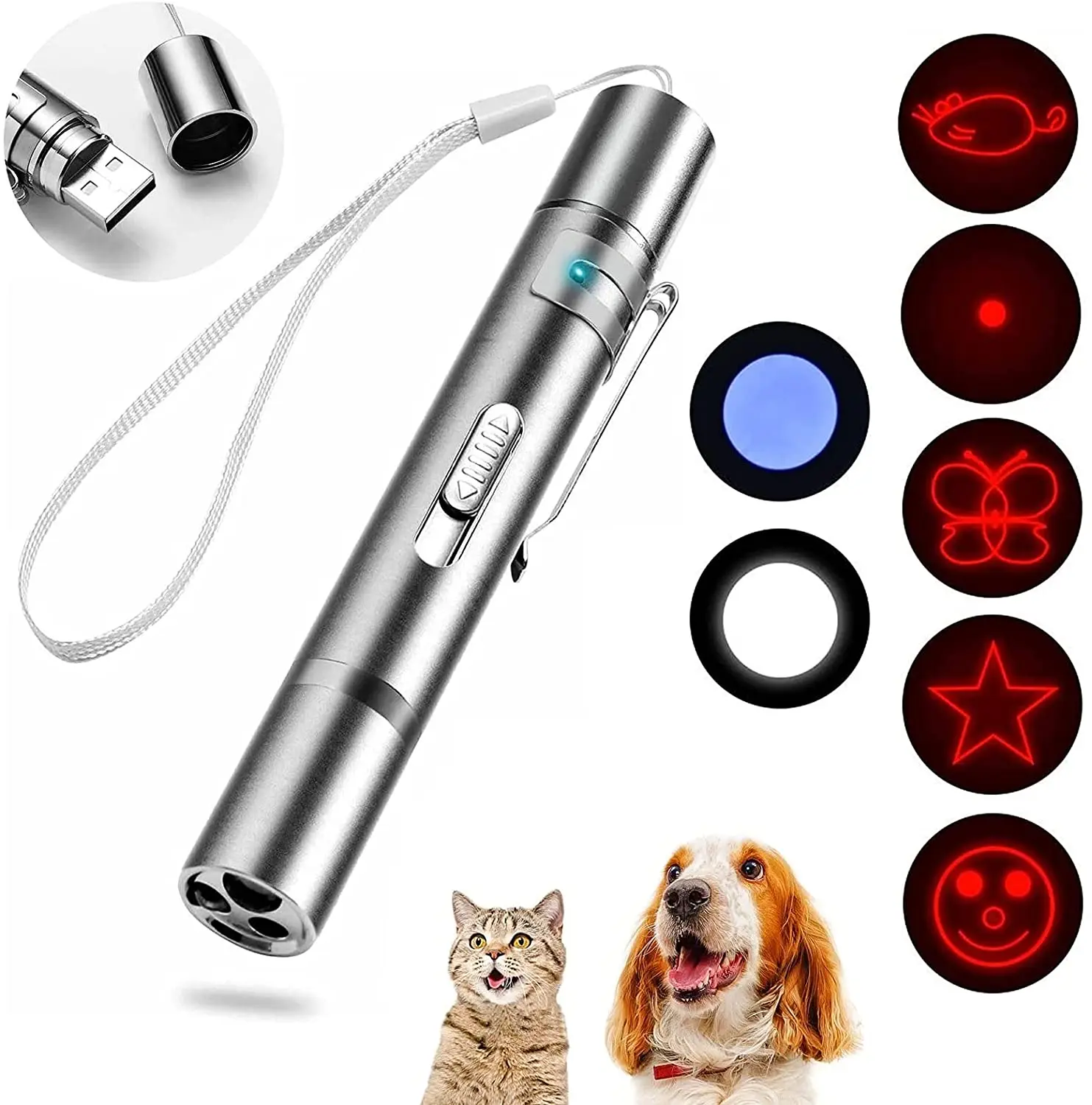 

Interactive Cat Toys for Indoor Cats , Cat Laser Pointer and Dog Chaser Toys for Pets Playing Training with USB Charging Port