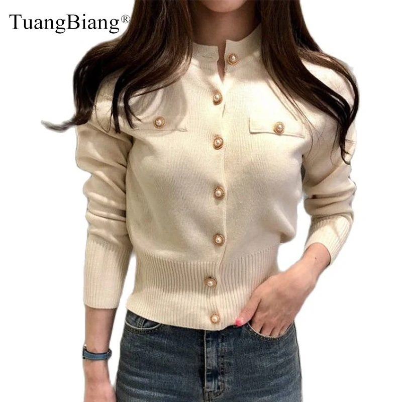 

Autumn Retro Women Single Breasted Cardigan 2021 Long Sleeve Beautiful Buttons Knit Jumpers Clothes Spring Loose Short Sweaters