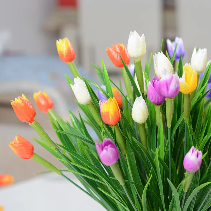 7 головок Искусственные тюльпаны цветы Декор Лаванда цвета PE Роза орех и хвост
