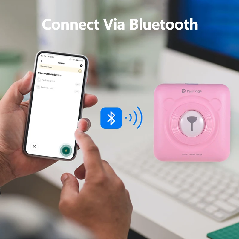 Портативный мини термопринтер Peripage с Bluetooth Карманный фотопринтер для ios Android 58 мм