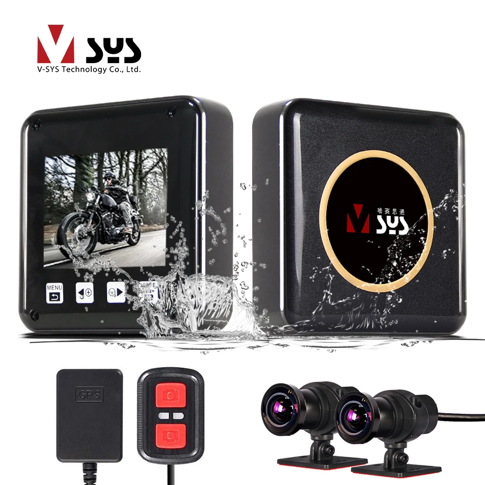 VSYS Dual Lens Parking Mode DVR for Motorcycle Moto Camera WiFi 1080P SONY Starvis Night Vision Waterproof Motorbike Dash Cam