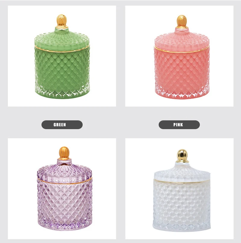 

Jewelry Storage Jar Fashion Crystal Glass Candy Snacks Earring Ring Organizer Girl Gift Room Desktop decoration With Lids Tank