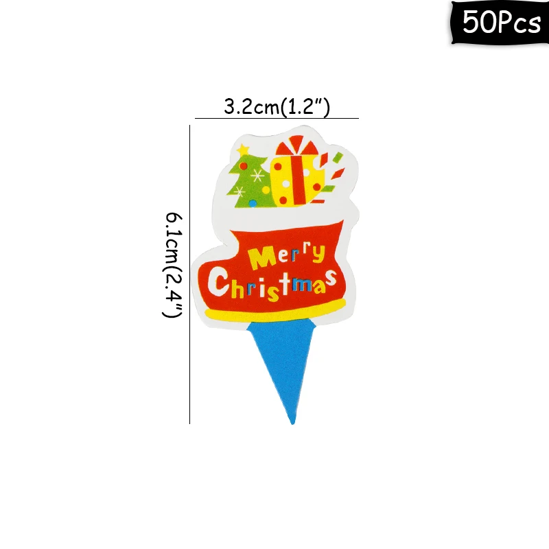 50pcs toppers-D Рождественские обертки для выпечки кексов, новогодние вечерние Декор кекса, украшения для рождественской вечеринки, Санта-торт-снеговик - Цвет: 50pcs toppers-D