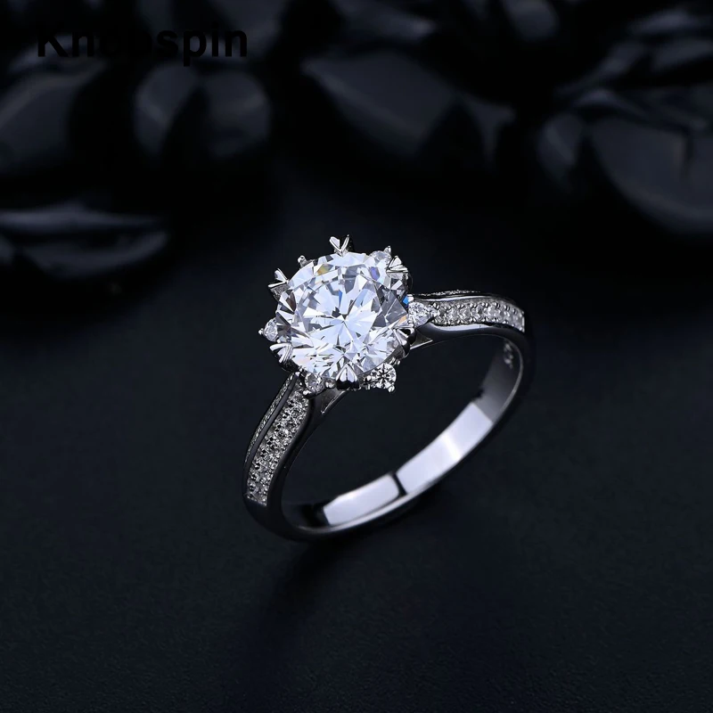 

Кольцо женское из серебра 100% пробы со сверкающими бриллиантами, 1 карат