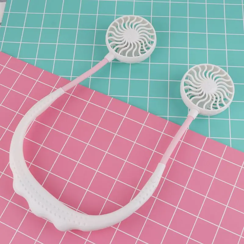 Летние Hands-free ленивый шейный ремешок подвесной светильник USB Перезаряжаемые спортивные двойной вентилятор мини-охладитель воздуха Портативный 3 скорости аккумулятор большой емкости