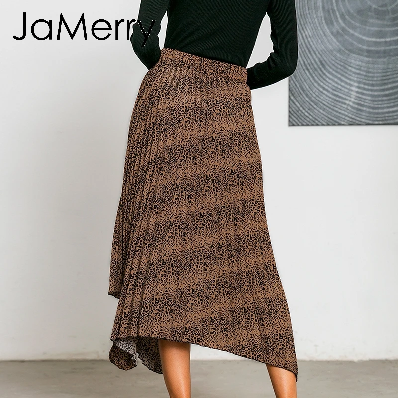 Женская Асимметричная юбка JaMerry винтажная миди с леопардовым принтом