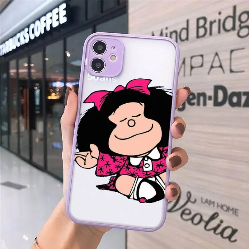 

Argentina Quino Mafalda Girl Phone Cases matte transparent For iphone 7 8 11 12 plus mini x xs xr pro max cover