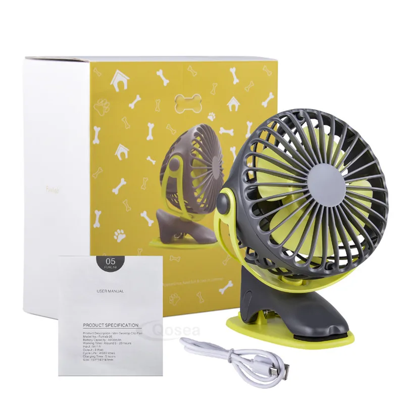 

4000mAh Portable Cooling Mini USB Fan 4 Speeds 360 Degree All-round Rotation Rechargeable Air Fan USB Charging Desktop Clip Fan