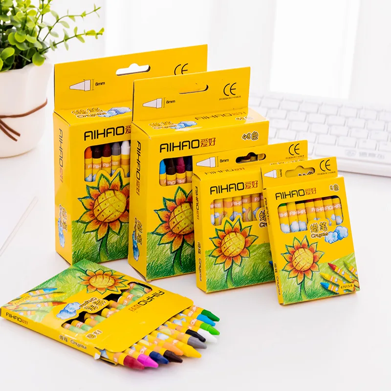 

12/24/48/64 Colors Drawing Wax Caryon Pencil Students And Children's Birthday Gift School Stationery Safety Non-toxic Graffiti