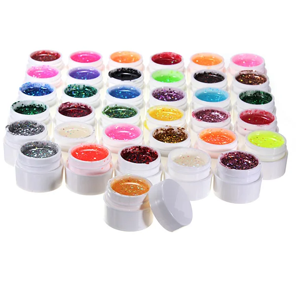 

36 Shiny Colors UV Gel Nail Art Crystal Nail Tips Tip Glue Extension Builder French Manicure Nail Art Decoration 8ml/pot