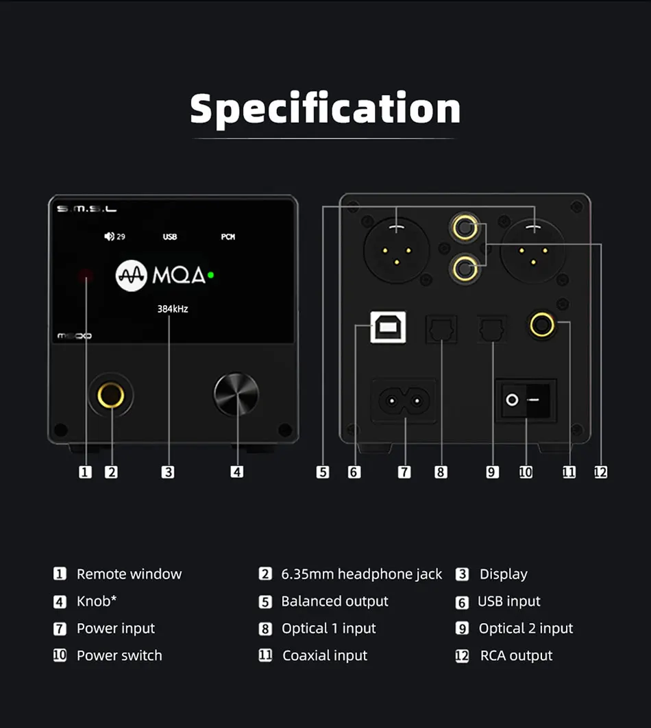 SMSL M500 MQA USB ЦАП усилитель для наушников ES9038PRO чип RCA оптический Caoxial аудио декодер усилители DSD Mini XMOS XU-216