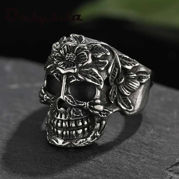 Уникальное серебряное кольцо из нержавеющей стали 316L с изображением черепа