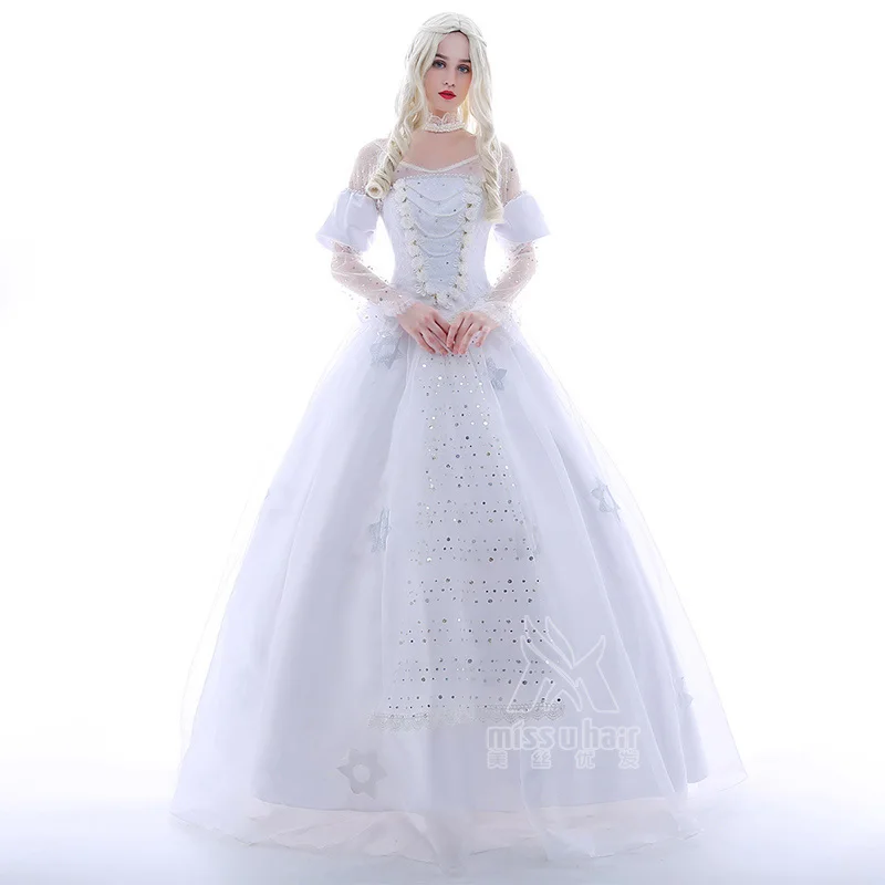 Adult Kids Alice in Wonderland Cosplay Costume The White Queen Mirana Fancy Dress Women Halloween Costumes Mirana White Dress