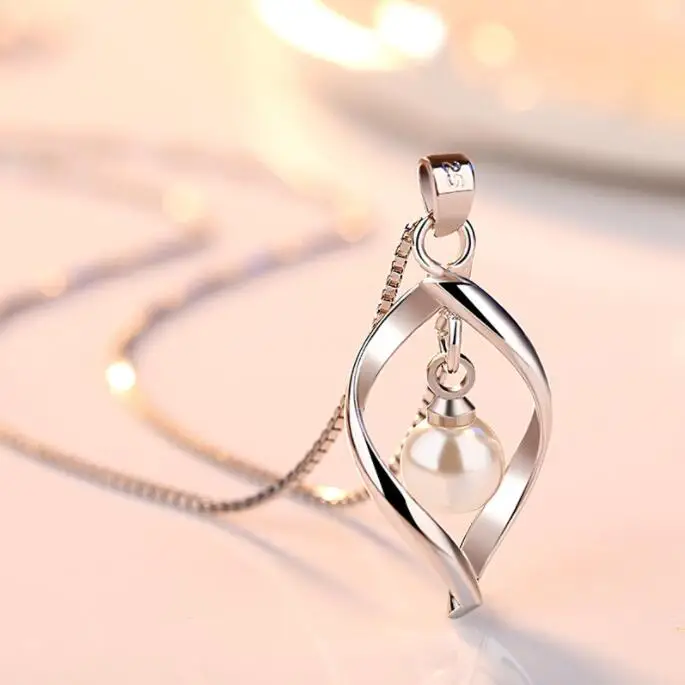 

Female 925 Sterling Silver Gyrate Pearl Pendants And Necklaces For Women Wedding Pearl Vintage Jewelry Gift Fine Jewellery