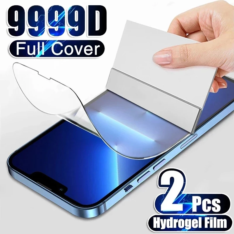 Pel&iacute;cula de hidrogel de cobertura completa para IPhone, protectores de pantalla para IPhone 11, 12, 13 Pro Max, 6, 6s, 7, 8 Plus, XR, X, XS MAX, sin cristal, 2 uds.-0