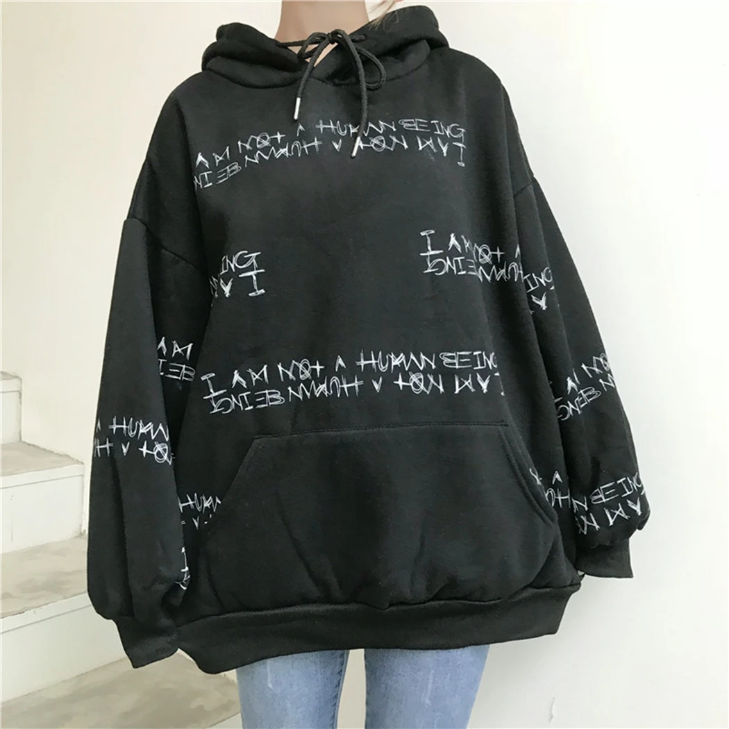 Women Ulzzang Harajuku Hooded Sweatshirt 2019 New Korea Style Thickening Plush Long Sleeve Large Sweatshirts Vroumen Hoodies Top | Женская