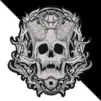 floral skull large embroidered punk biker patches iron on clothes stickers apparel accessories badge stripe