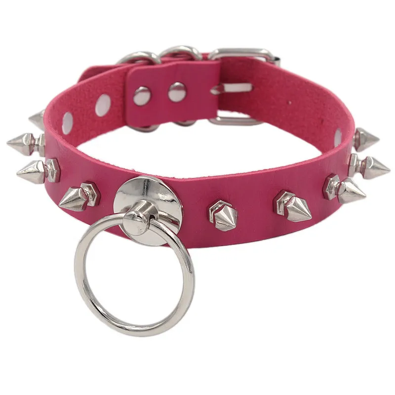 Чокер женский в готическом стиле ожерелье-чокер с круглыми шпильками из кожи