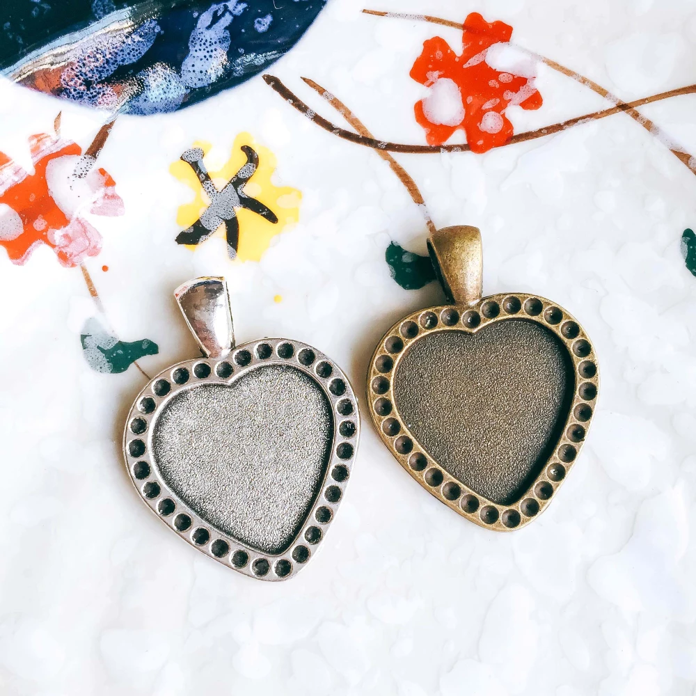 5 шт./лот 20 мм ожерелье с подвеской античная бронза серебро стекло Кабошон Пустые