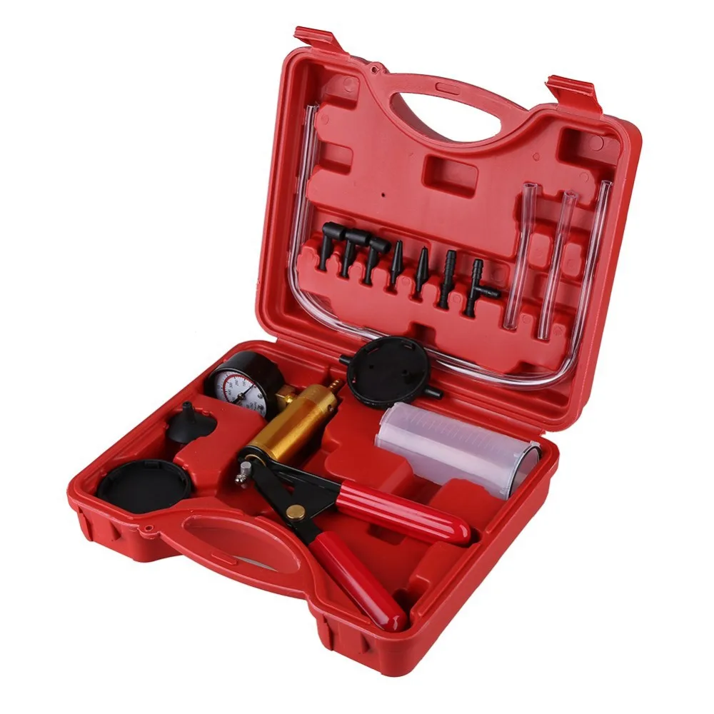 Multi-functional Hand Held Brake Bleeder Tester with Gauge Adapter Connector Set Bleed Kit Vacuum Pump Car Motorbike Bleeding |