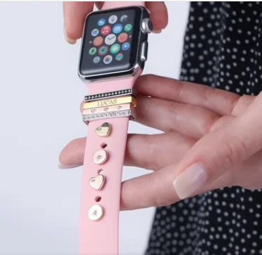 Силиконовый ремешок Amxiu для часов Apple Watch на заказ нержавеющая сталь украшение с