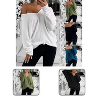 trendy autumn top elastic lightweight solid color lady casual blouse t shirt top autumn blouse
