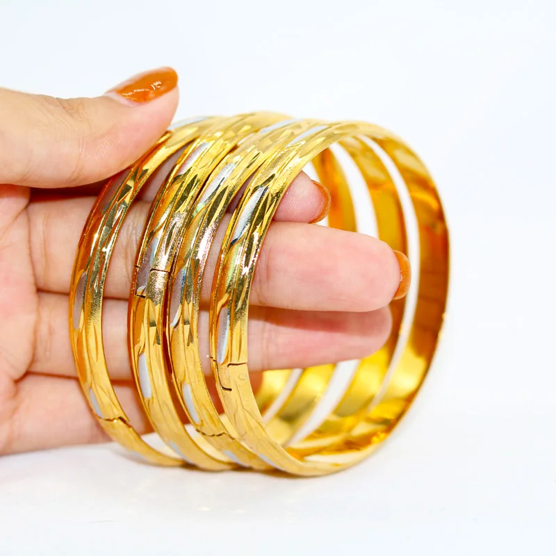 

4Pcs, 8mm, Novelty, Ethiopian Gold Bracelet, Dubai, Gifts For Women, Festive Surprise, Party Jewelry