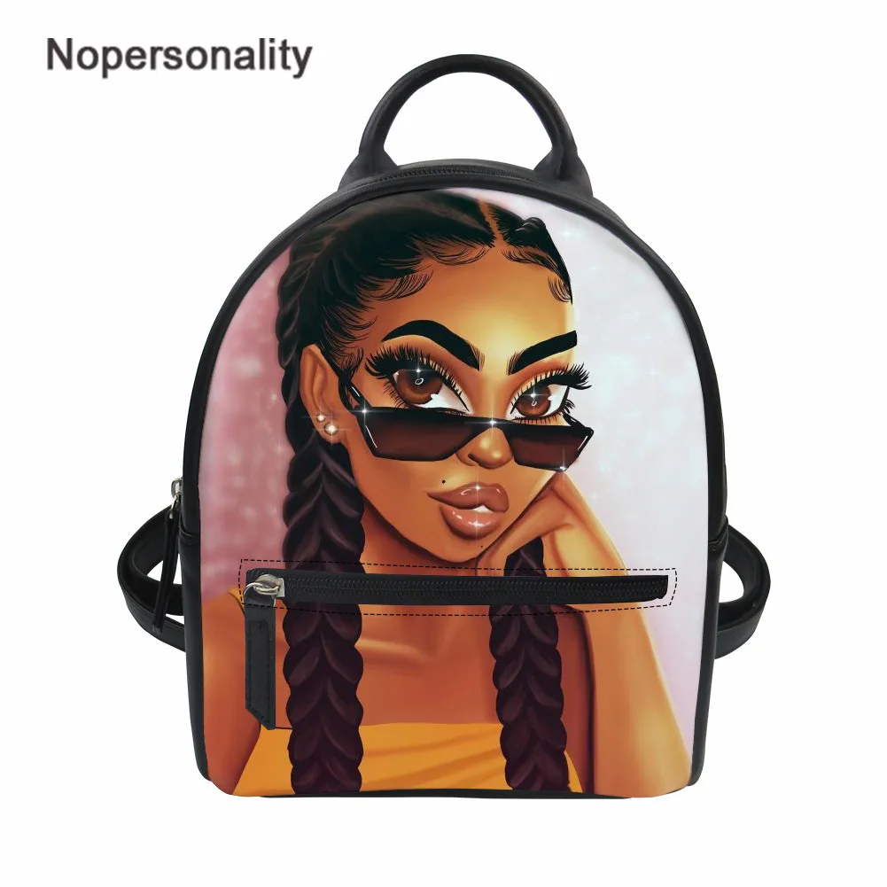 

Nopersonality Brand Girls Packpack African Girl Design Women Small Fashion Backpacks Female Leather Travel Packbag Waterproof